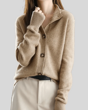 Wulfine | Damen Strickjacke mit Knopfleiste – Braun