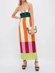 Paloma | Maxi-Kleid mit buntem Streifenmuster – Gestreift