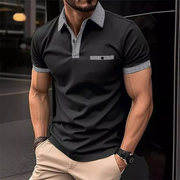 Yannik | Herren Poloshirt Mit Taschen Karo Alltag – Schwarz