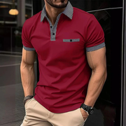 Yannik | Herren Poloshirt Mit Taschen Karo Alltag – Burgunderrot