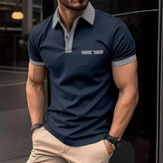 Yannik | Herren Poloshirt Mit Taschen Karo Alltag – Marineblau