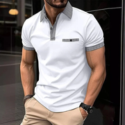 Yannik | Herren Poloshirt Mit Taschen Karo Alltag – Weiß
