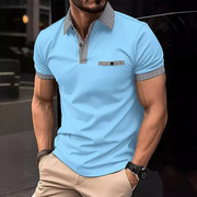 Yannik | Herren Poloshirt Mit Taschen Karo Alltag – Blau