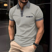 Yannik | Herren Poloshirt Mit Taschen Karo Alltag – Hellgrau