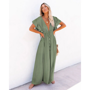 Yelena | Damen Modernes Sommerkleid Maxi Boho Stilvoll – Hellgrün
