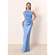 Ylva | Damen Maxi Kleid Für Hochzeitsgast Ein Schulter Stil – Himmelblau
