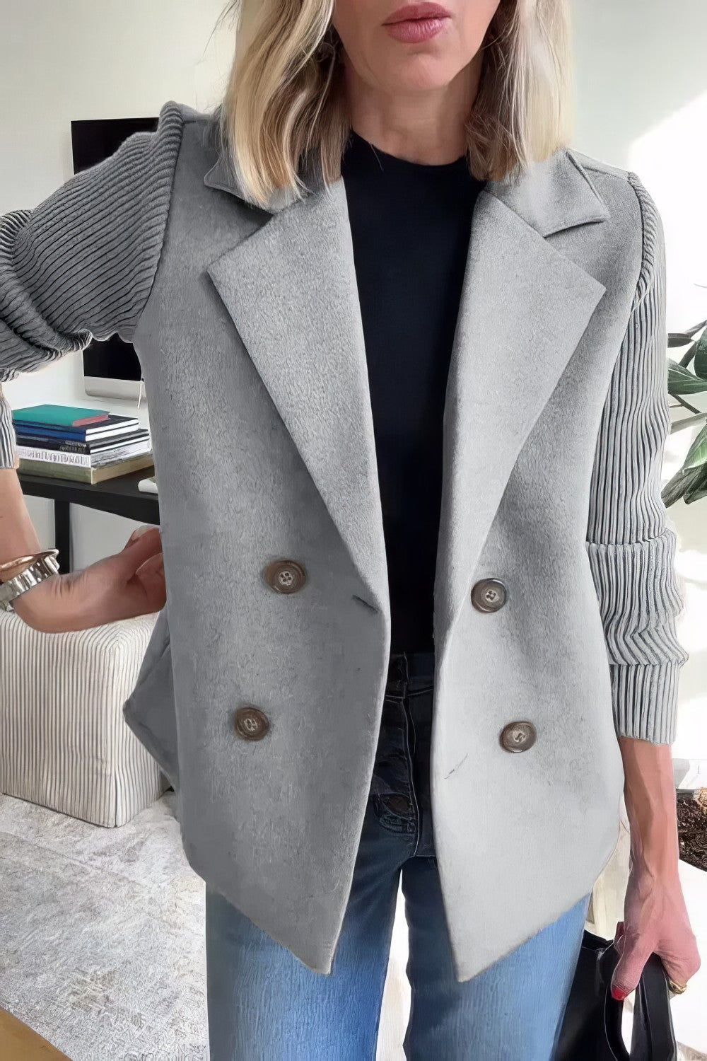 Blazer mit Strukturärmeln | Zweireihig | Moderner Schnitt