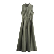 Zaira | Damen Elegantes Maxikleid – Fließendes Sommerkleid Urlaub & Hochzeit 2026 – Olivgrün
