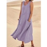 Zehra | Modernes Damen Sommerkleid Maxi Freizeit Urlaub – Lila