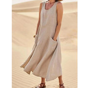 Zehra | Modernes Damen Sommerkleid Maxi Freizeit Urlaub – Khaki
