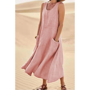 Zehra | Modernes Damen Sommerkleid Maxi Freizeit Urlaub – rosa