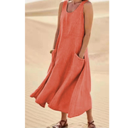 Zehra | Modernes Damen Sommerkleid Maxi Freizeit Urlaub – Orange