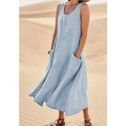 Zehra | Modernes Damen Sommerkleid Maxi Freizeit Urlaub – Hellblau