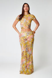 Zweiteiler Set Top Rock Floral – Gelb