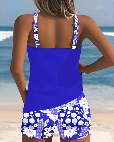Zweiteiliges Damen Tankini Set mit Blumenmuster und Shorts