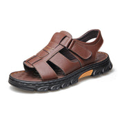 Marlion | Robuste Herren-Ledersandalen mit Anti-Rutsch-Sohle – Braun